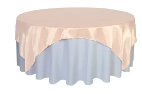 90 inch Square Satin Table Overlay Blush