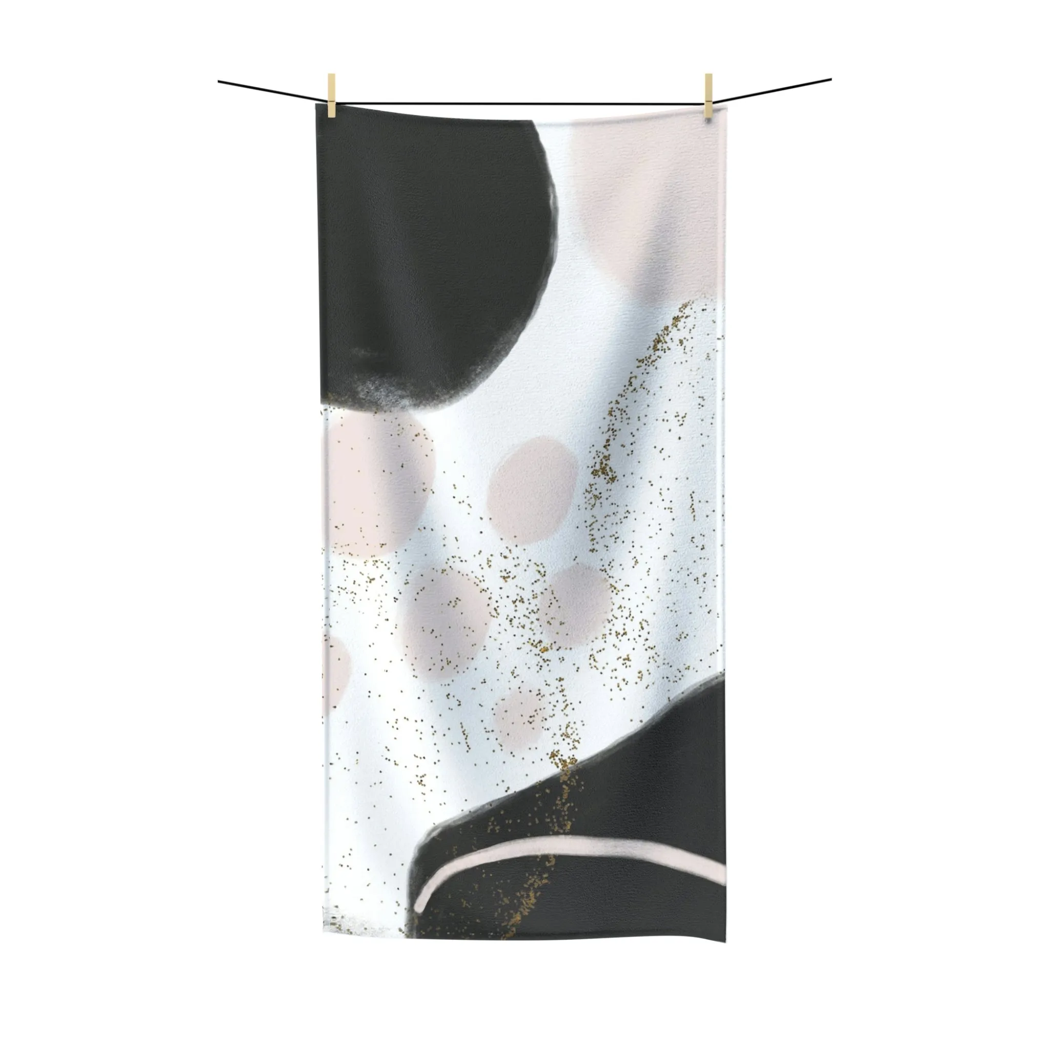 Abstract Boho Bath Towel | Black White, Blush Pink