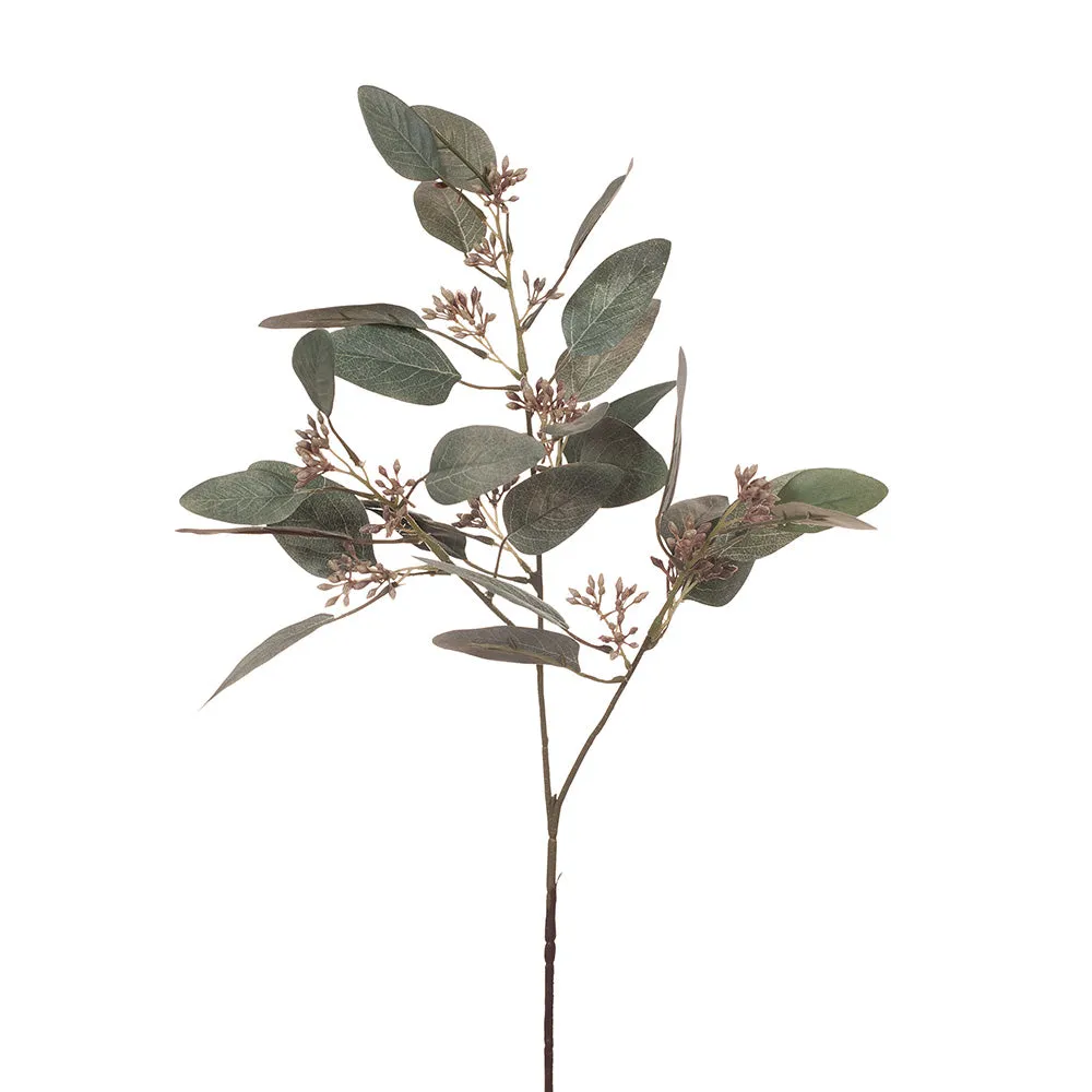 Artificial Silk Australian Native Eucalyptus Leaf and Seed Greenery Spray - Grey ((STYLE 3))