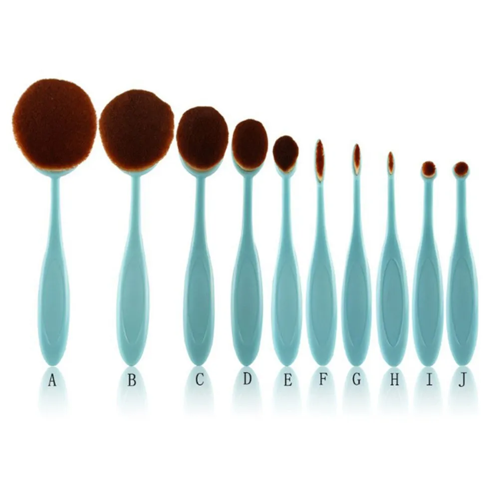 BeautyCoco Oval Toothbrush Makeup Brush Set Foundation Brushes Contour Powder Blush Conceler Brush Makeup Cosmetic Tool Set Rose Gold with Gift Box (Blue) Blue