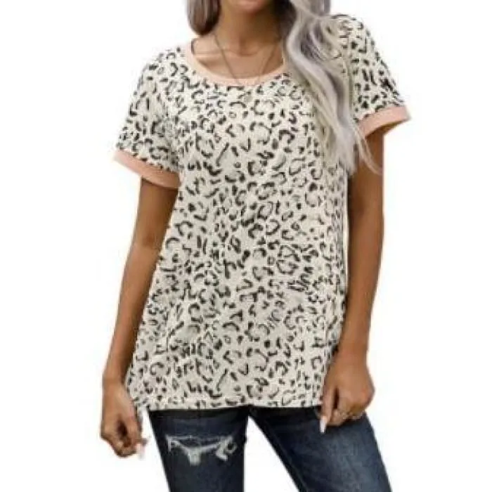 Blush Trimmed Leopard Tee