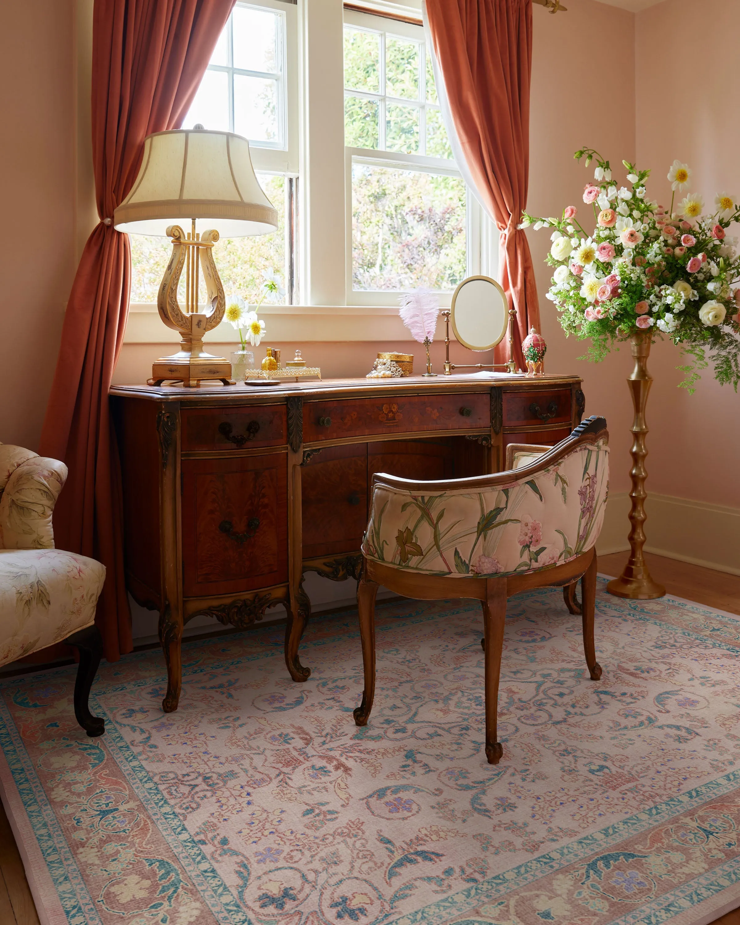 Bridgerton Fit For A Queen Soft Rose Rug