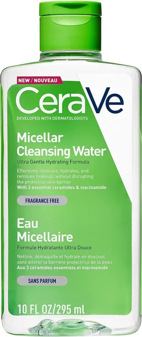 CeraVe Micellar Cleansing Water for All Skin Types including sensitive skin and makeup removal 295ml with Niacinamide and Ceramides