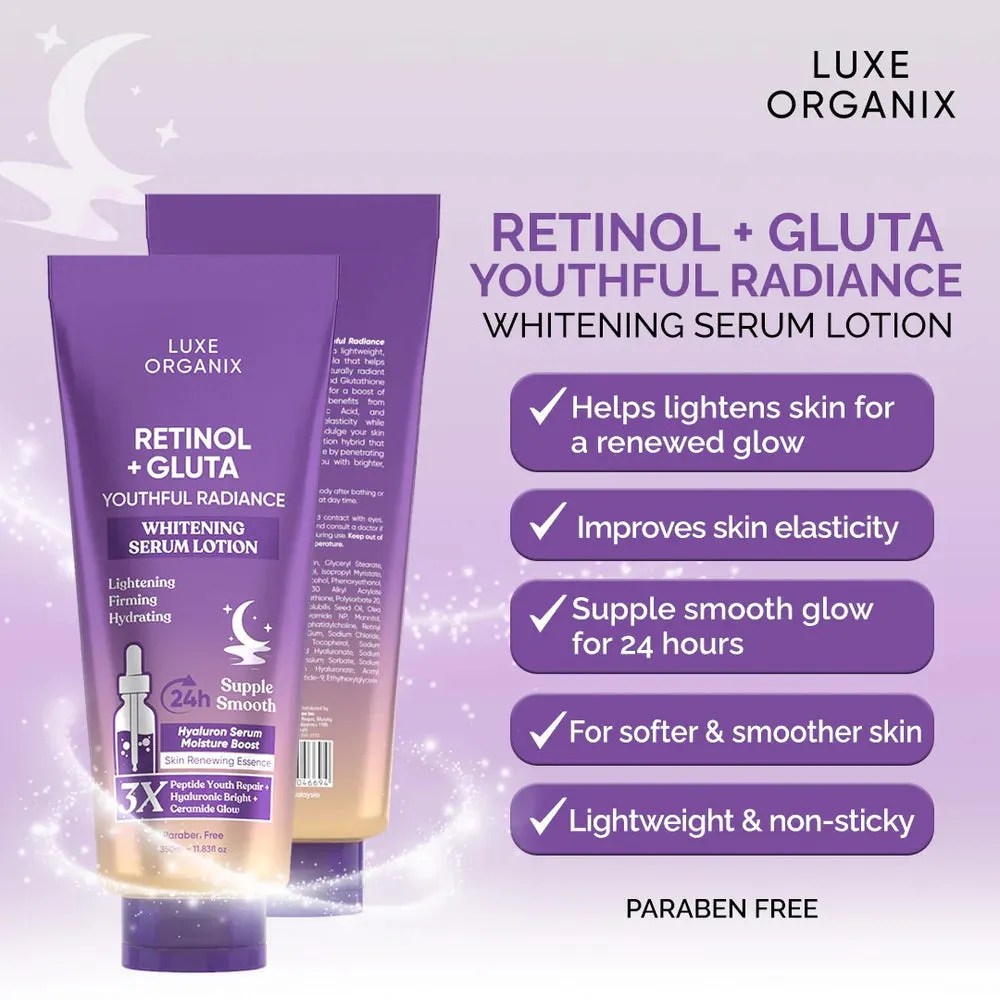 Luxe Organix - RETINOL   GLUTA WHITENING SERUM LOTION 350ML ( Purple )