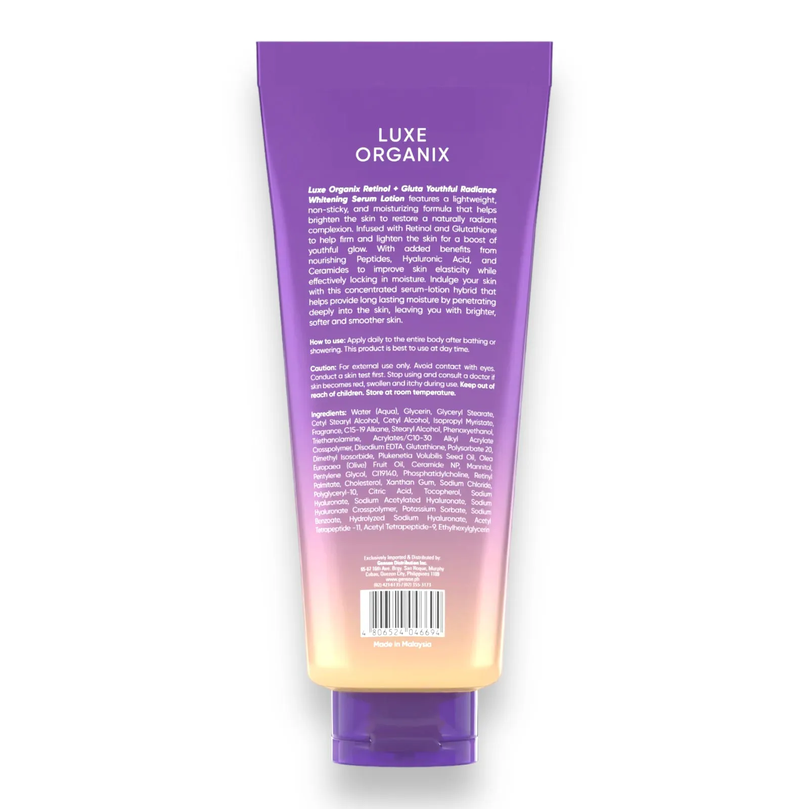 Luxe Organix - RETINOL   GLUTA WHITENING SERUM LOTION 350ML ( Purple )