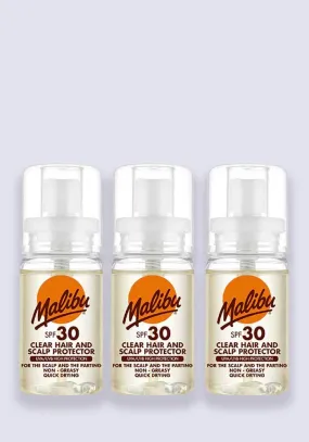 Malibu Clear Hair and Scalp Protector SPF 30 50ml - 3 Pack