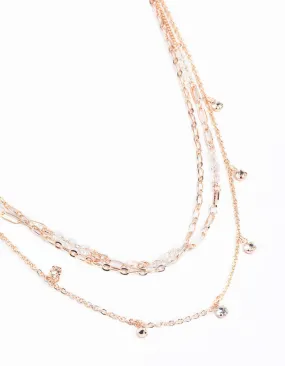 Rose Gold Charm Layered Necklace