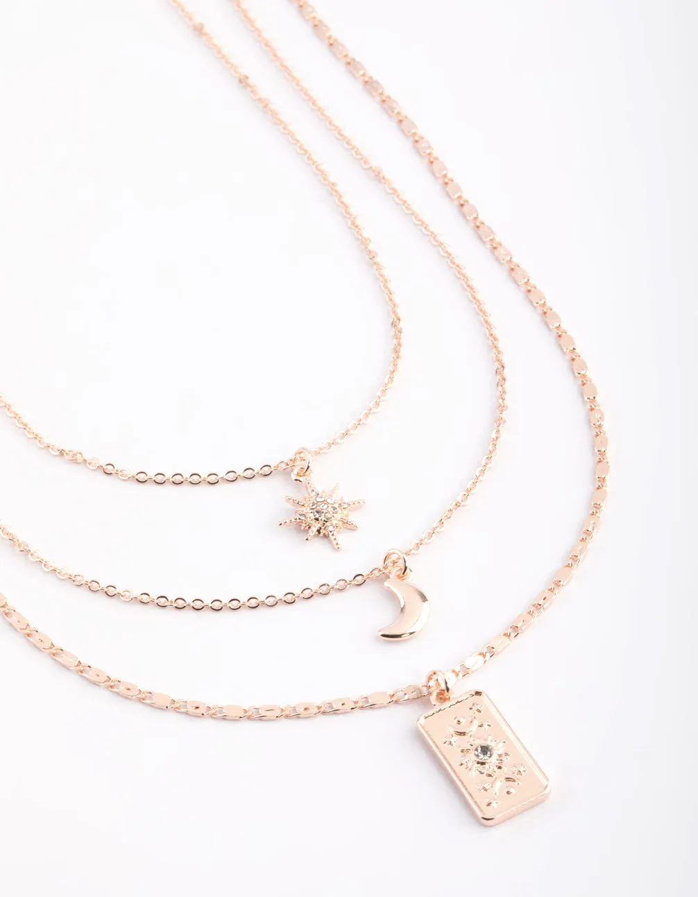 Rose Gold Moon Layered Necklace