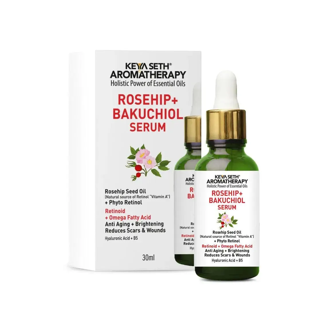 Rosehip   Bakuchiol Serum, Phyto Retinol   Omega Fatty Acids   Vitamin A, Anti-Ageing Wrinkles Fine Lines Brightening Scars, Hyaluronic Acid   B5