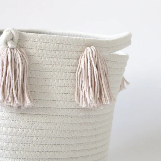 Set of 2 - Blush Tassel Basket - Medium