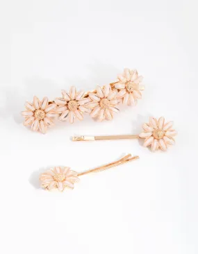 Stone Detail Flower Clips