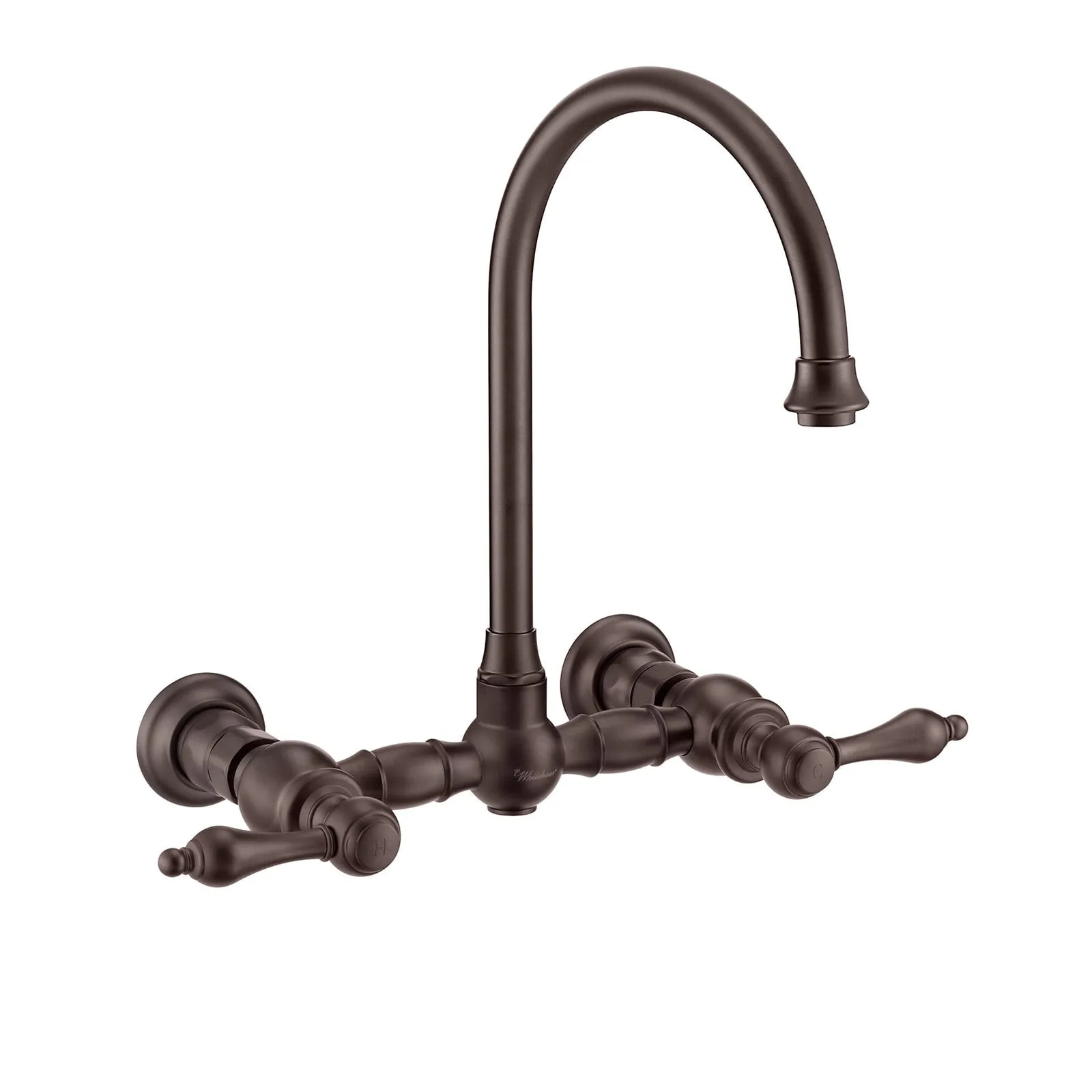 Whitehaus WHKWLV3-9301-NT-ORB Vintage III Plus Wall Mount Faucet with Swivel Spout and Side Spray